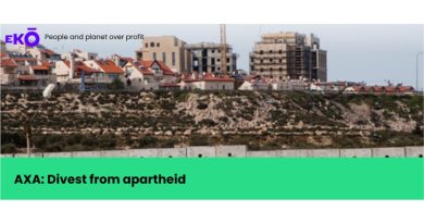 AXA: Divest from apartheid – AXA: Trennen Sie sich von Apartheid