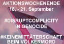 DisruptComplicity in Genocide – #KeineMittäterschaft bei Völkermord!     Sanktionen JETZT!